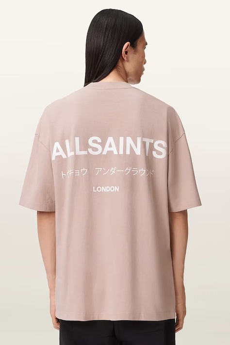 AllSaints oversize tričko pánske bavlnené ružové M071PB