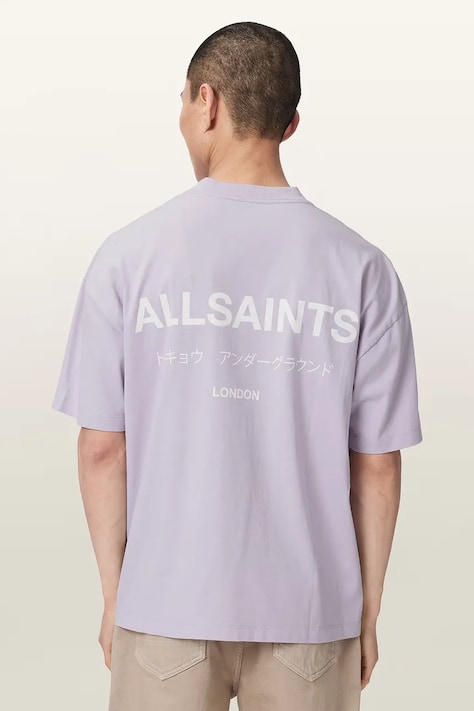 AllSaints oversize tričko pánské bavlněné MINA fialové M071PB