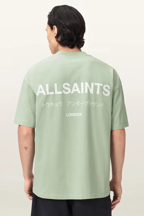 AllSaints T-shirt oversize męski bawełniany MINA zielony M071PB