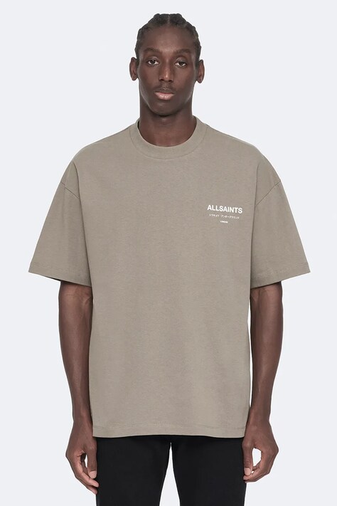 AllSaints Oversize majica kratkih rukava za muškarce od pamuka zelena M071PB
