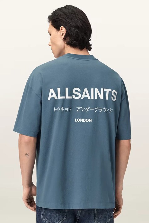 AllSaints T-shirt oversize męski bawełniany MINA niebieski M071PB