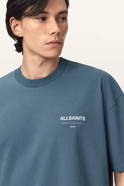 AllSaints футболка оверсайз чоловіча бавовняна MINA — AW24-TSM1HM, блакитний — фото 4