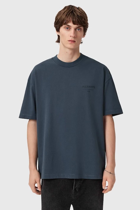 AllSaints t-shirt bawełniany UNDERGROUND męski kolor turkusowy gładki M071PB