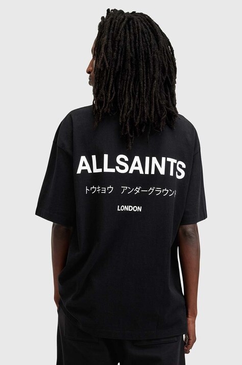 AllSaints oversize tričko pánske bavlnené čierne M071PB