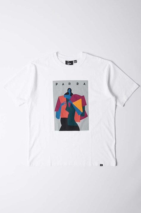 Βαμβακερό μπλουζάκι by Parra Horses ανδρικό, χρώμα: άσπρο, 52100
