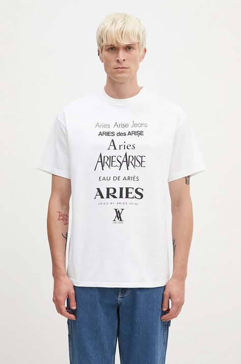 Aries t-shirt bawełniany Perfume SS Tee męski kolor biały z nadrukiem AR6000502