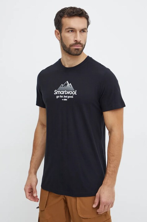 Smartwool tricou sport 30th Anniversary culoarea negru, cu imprimeu, SW002670