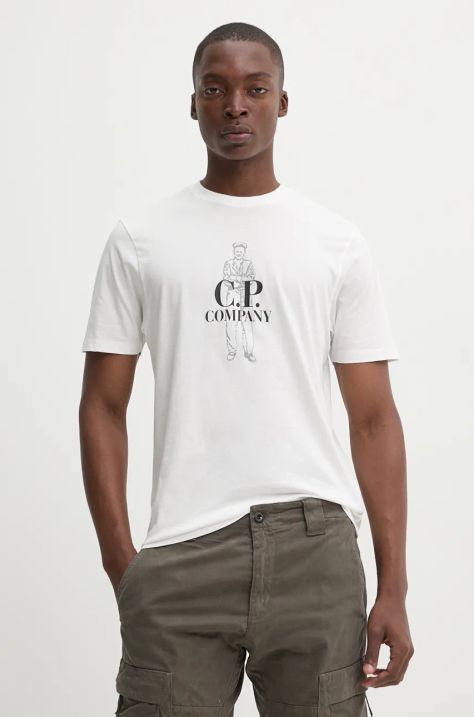 C.P. Company t-shirt męski kolor biały z nadrukiem 17CMTS063A005100W