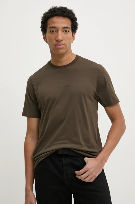C.P. Company tricou din bumbac barbati, culoarea verde, neted, 17CMTS064A006586W