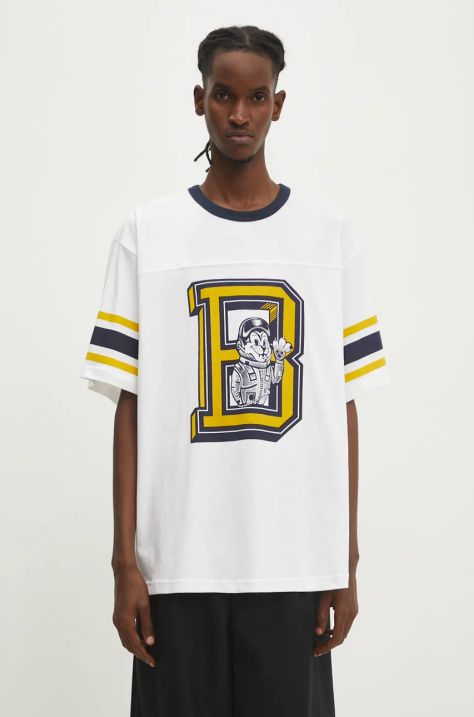 Памучна тениска Billionaire Boys Club College Sport Top в бяло с десен B24353