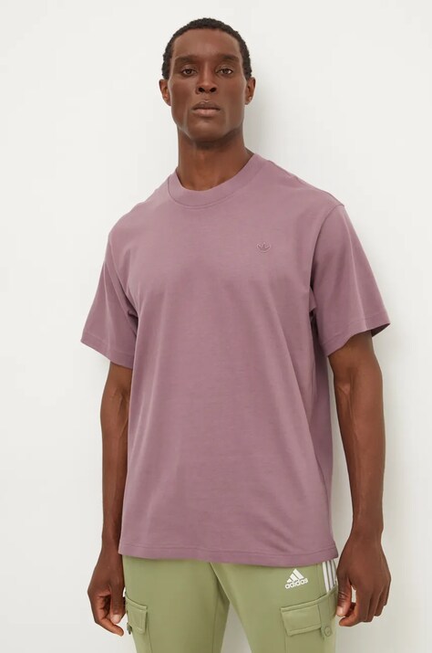 adidas Originals tricou din bumbac barbati, culoarea roz, neted, IX8181