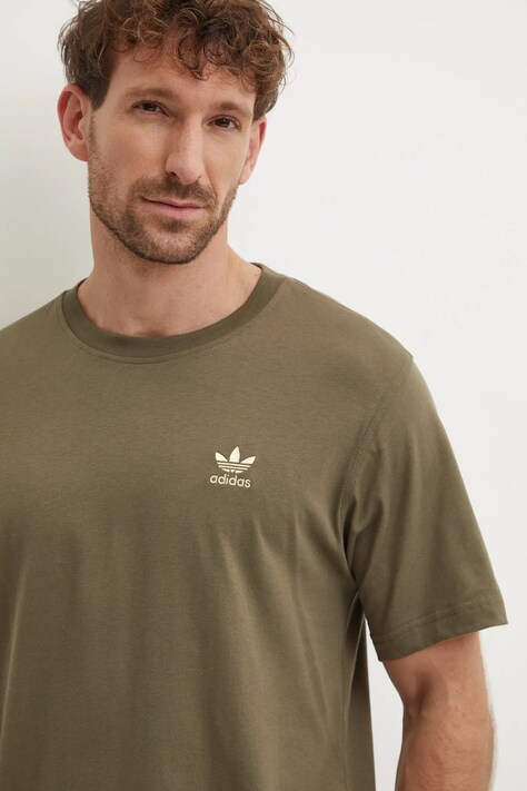 adidas Originals tricou din bumbac barbati, culoarea verde, neted, IZ2105