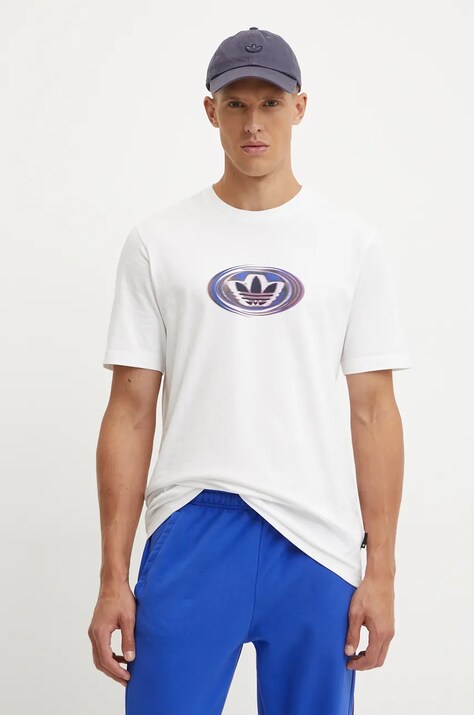adidas Originals tricou barbati, culoarea alb, cu imprimeu, JM0482