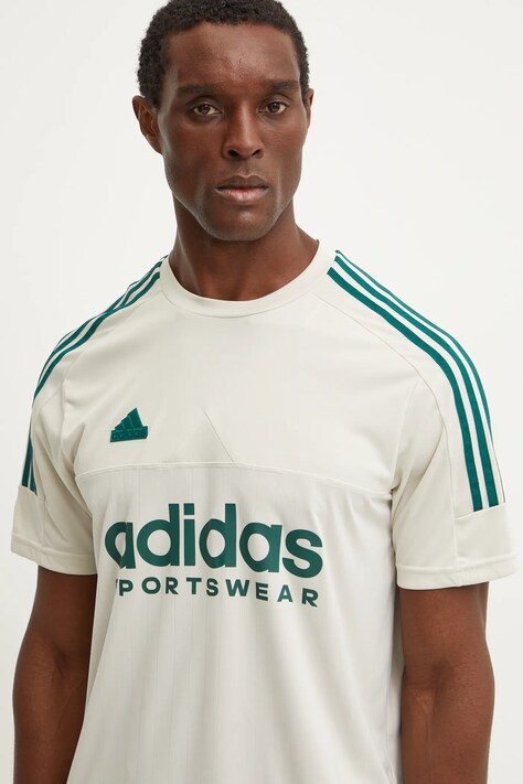 adidas tricou Tiro barbati, culoarea bej, cu imprimeu, IW5959