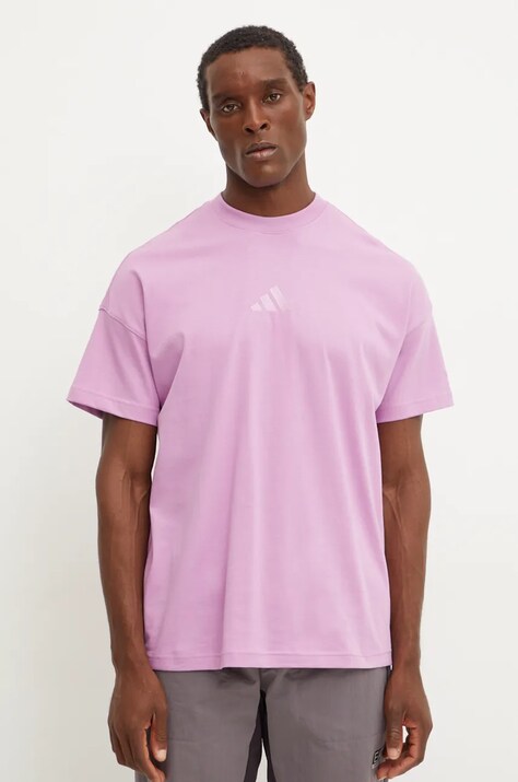 Хлопковая футболка adidas All SZN мужская цвет фиолетовый однотонная IY4149