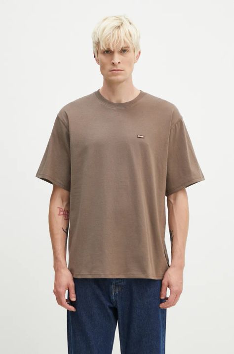 Dickies t-shirt bawełniany Clancy Heavyweight Tee męski kolor brązowy z nadrukiem DK0A4Z4L