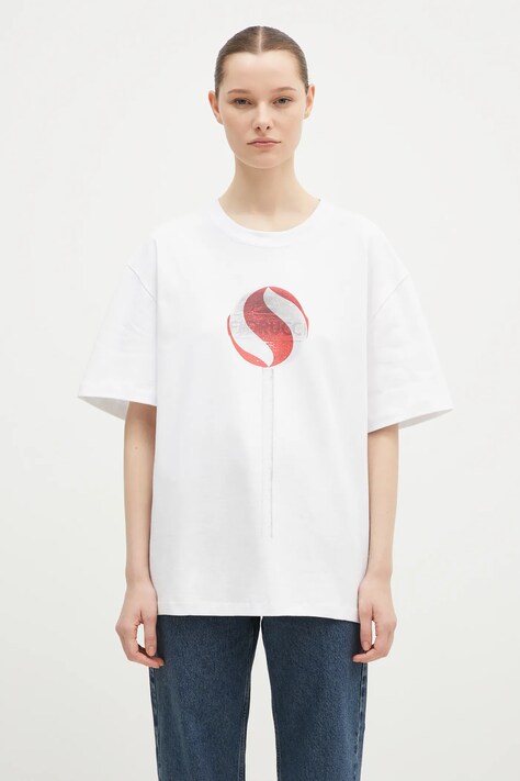 Bavlnené tričko Fiorucci pánske, biela farba, vzorované, M01FMTSH103CJ01WH03