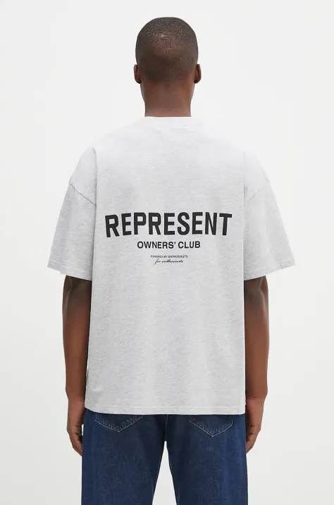 Памучна тениска Represent Represent Owners Club в сиво с принт OCM41114.158