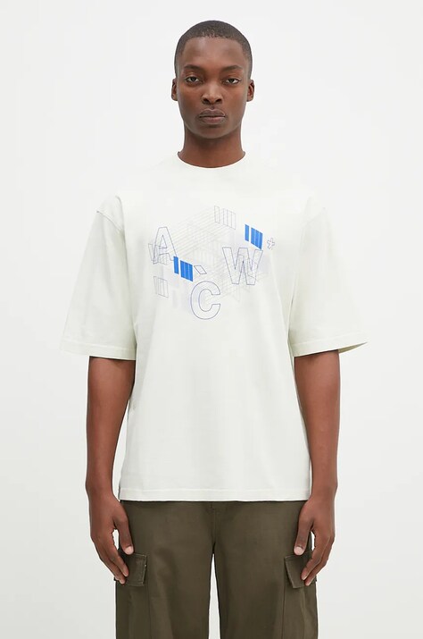 A-COLD-WALL* tricou din bumbac Schematic barbati, culoarea bej, cu imprimeu, ACWMTS198