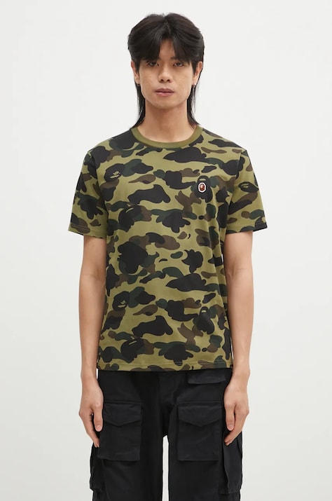 A Bathing Ape t-shirt bawełniany 1ST CAMO ONE POINT TEE męski kolor zielony wzorzysty 1K80109006