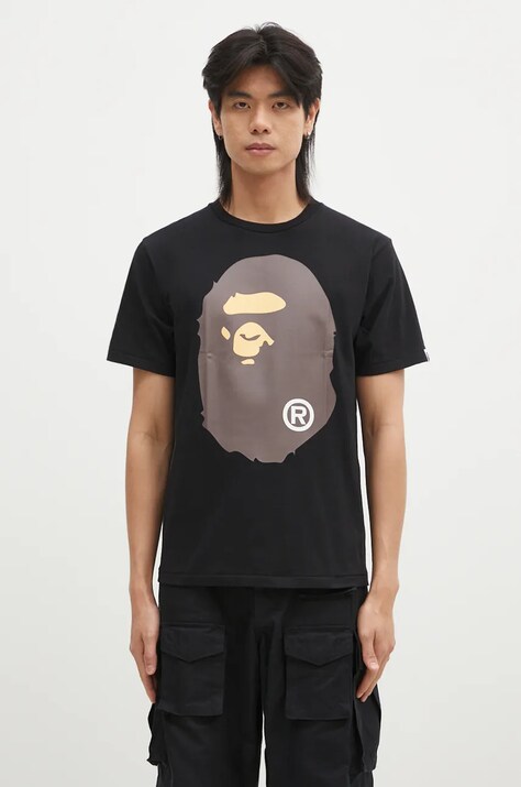 A Bathing Ape cotton t-shirt BIG APE HEAD TEE men’s black color with a print 1K80110002