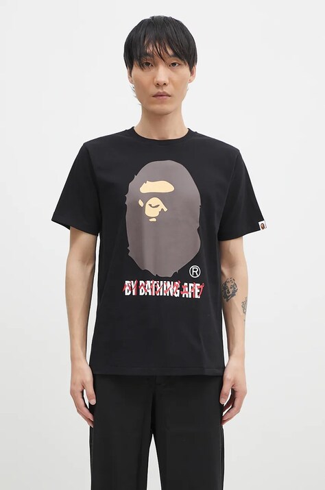 A Bathing Ape cotton t-shirt KATAKANA BY BATHING APE TEE men’s black color with a print 1K80110026