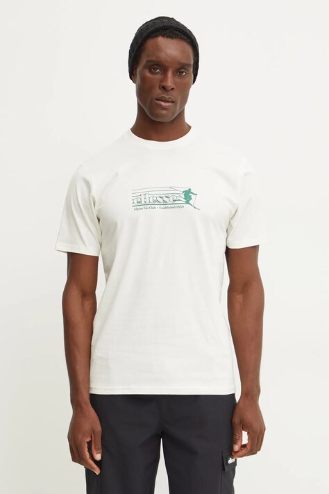 Хлопковая футболка Ellesse WINTEROS мужская цвет бежевый с принтом SHX20962