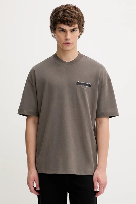 Памучна тениска AllSaints REDACT SS CREW в черно с принт M002PC