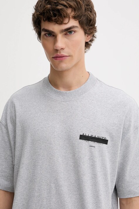 AllSaints футболка оверсайз чоловіча бавовняна REDACT SS CREW — AW24-TSM1PJ, сірий — фото 4