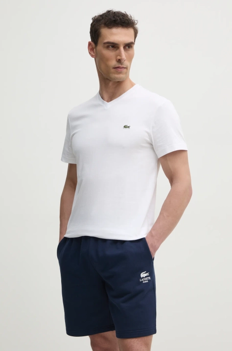 Lacoste t-shirt bawełniany męski kolor biały gładki TH5077