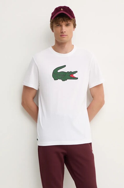 Lacoste t-shirt bézs, férfi, nyomott mintás, TH7513