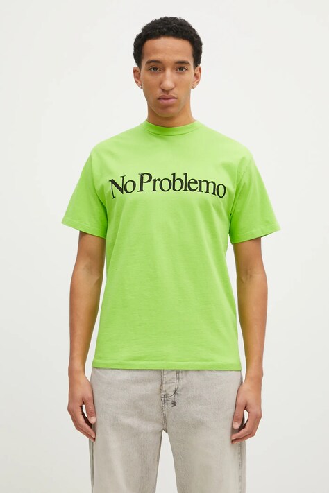 No Problemo t-shirt bawełniany Fluoro SS Tee męski kolor zielony z nadrukiem NP60003.02