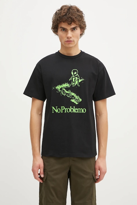 Бавовняна футболка No Problemo Toboggan SS Tee чоловіча колір чорний з принтом NP60007.02