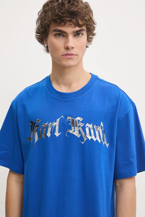 Karl Kani t-shirt bawełniany męski kolor niebieski z nadrukiem 60300183