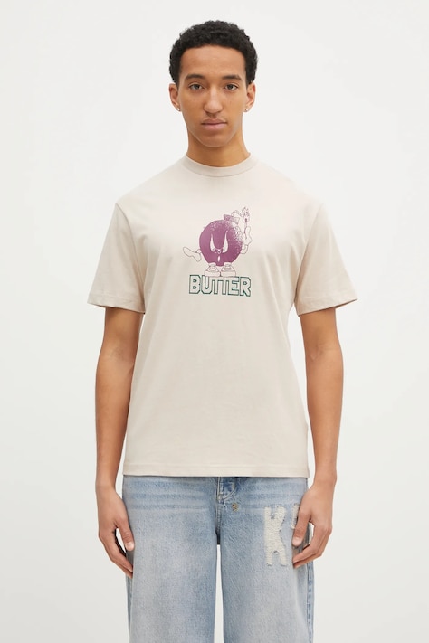 Bavlnené tričko Butter Goods Bomb Tee pánske, béžová farba, s potlačou, BG243100