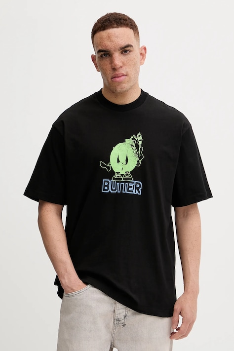 Bavlnené tričko Butter Goods Bomb Tee pánske, čierna farba, s potlačou, BG243100