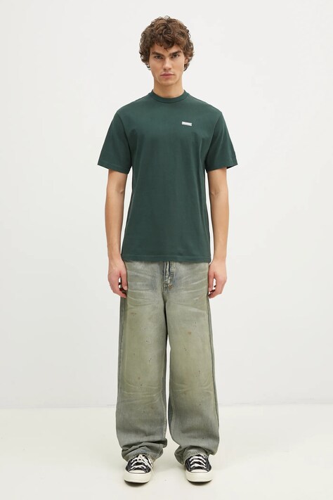 Butter Goods t-shirt bawełniany Basic Tee męski kolor zielony gładki BG243110