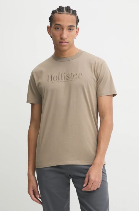 Hollister Co. t-shirt in cotone uomo colore beige con applicazione KI323-4213