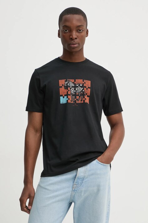 PS Paul Smith tricou din bumbac bărbați, culoarea negru, cu imprimeu, M2R.011R.PP5079