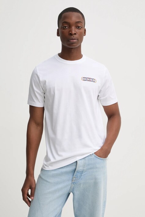 PS Paul Smith tricou din bumbac bărbați, culoarea alb, cu imprimeu, M2R.011R.PP5084
