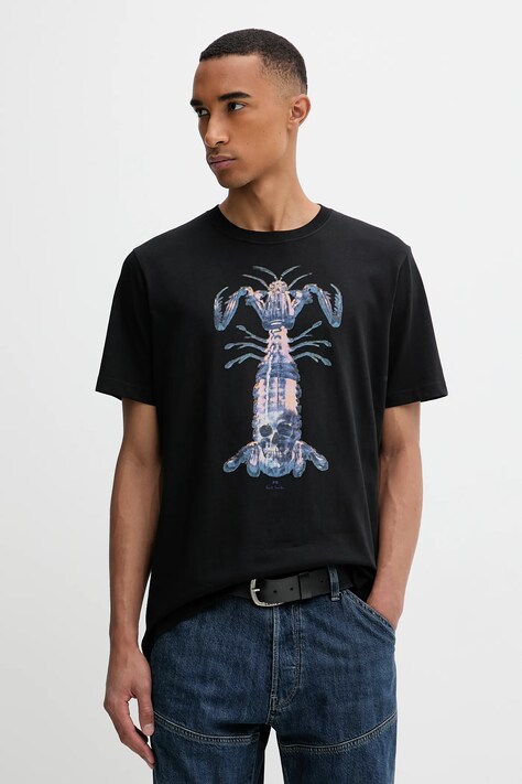 PS Paul Smith tricou din bumbac bărbați, culoarea negru, cu imprimeu, M2R.011R.PP5087
