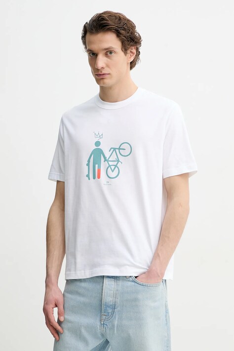 PS Paul Smith t-shirt bawełniany męski kolor biały z nadrukiem M2R.220X.PP4700