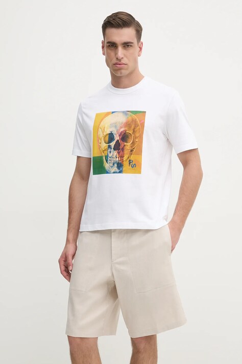 PS Paul Smith t-shirt bawełniany męski kolor biały z nadrukiem M2R.220X.PP4703