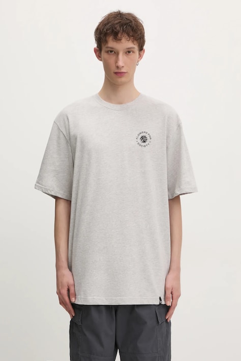 Flowers for Society t-shirt bawełniany Basic męski kolor szary gładki FFSAPP040