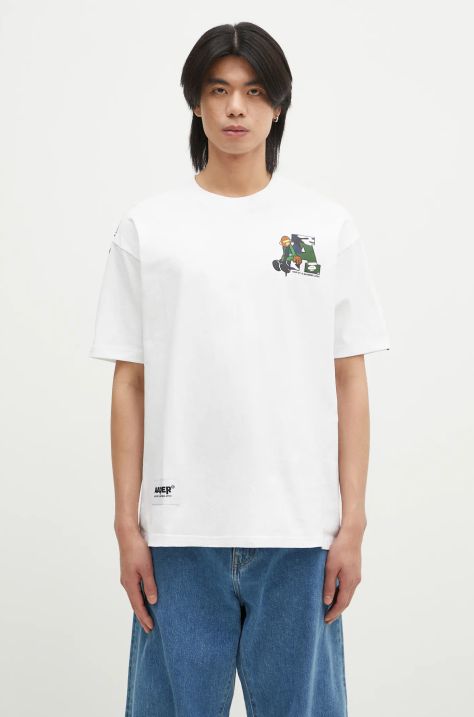 AAPE cotton t-shirt Aaper men’s white color with a print AAPTEM1574XXN