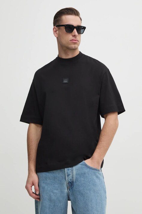 Bavlněné tričko Armani Exchange černá barva, s aplikací, XM000118 AF10361