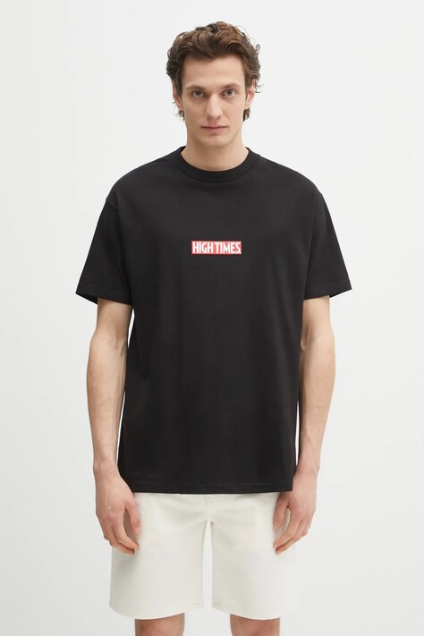 Бавовняна футболка Wacko Maria Hightimes колір чорний з принтом HIGHTIMES-WM-TEE05