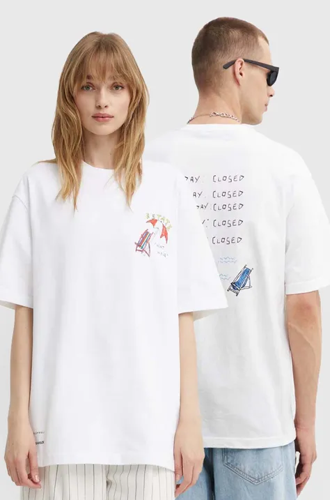 Bavlněné tričko Samsoe Samsoe SAGIOTTO bílá barva, s potiskem, U24200007