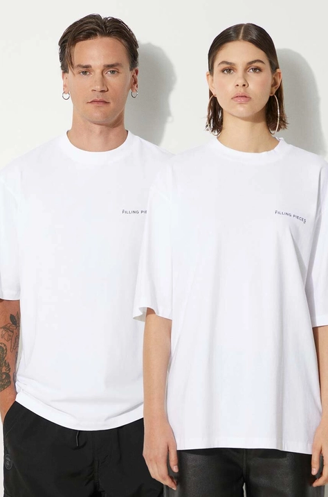 Filling Pieces t-shirt bawełniany Boxy kolor biały gładki 74413781901