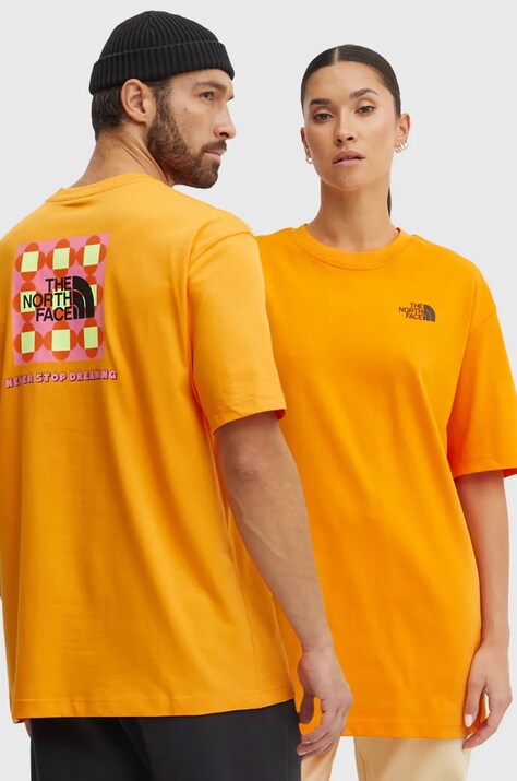 The North Face tricou din bumbac TNF x Yinka Ilori culoarea portocaliu, cu imprimeu, NF0A89C91IW1